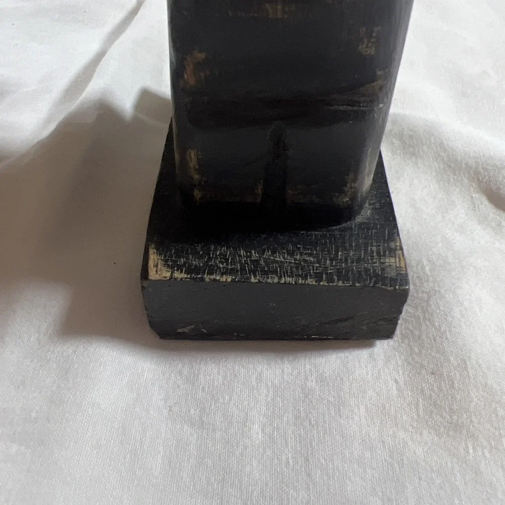Vintage Carved‎ Wood Horse & Elephant Candle Holders Set Brass Accents Folk Art